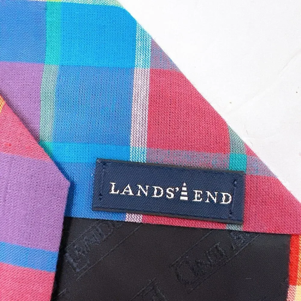 Land's End Ties‎ Charter Collection Summer Spring 100% Cotton Plaid Colorful
